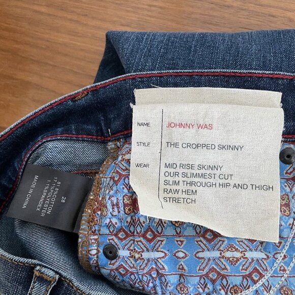 Johnny Was The Cropped Skinny Ankle Denim Jeans Raw Step Hem - Picture 11 of 11